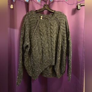 Cozy Poof! Sparkle Cable-Knit Sweater - Dark Gray